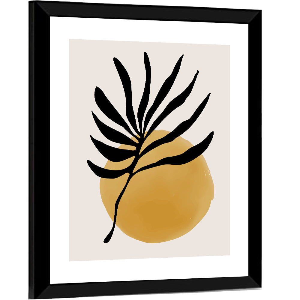 Mustard Sun with Dark Leaf Wall Art