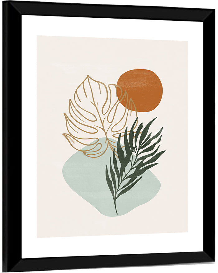 Monstera Sun Botanical Composition Wall Art as a framed print