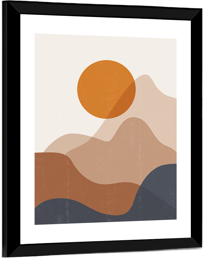 Sunset and Mountains Minimalist Wall Art