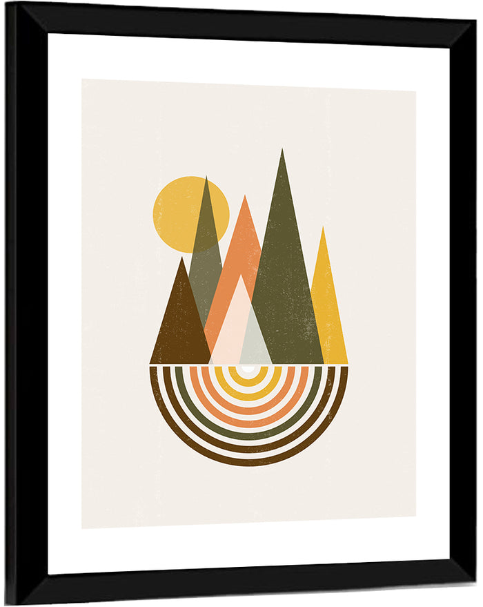 Colored Mountains Sunset Wall Art as a framed print