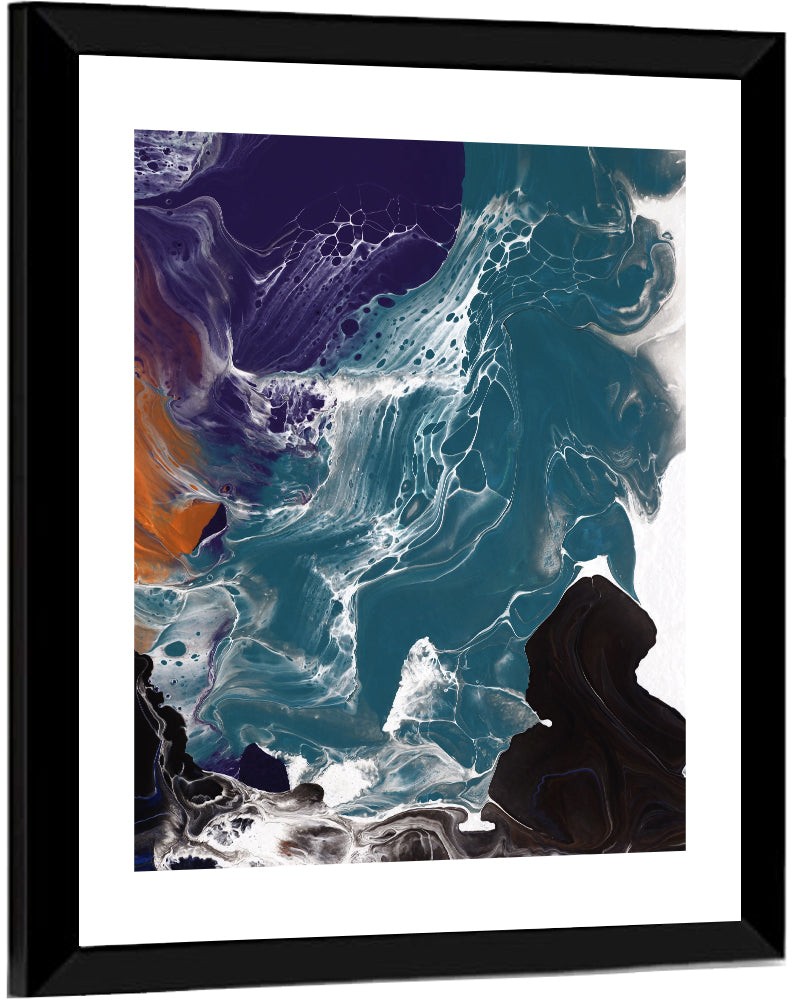 Teal and Purple Marble Texture Wall Art