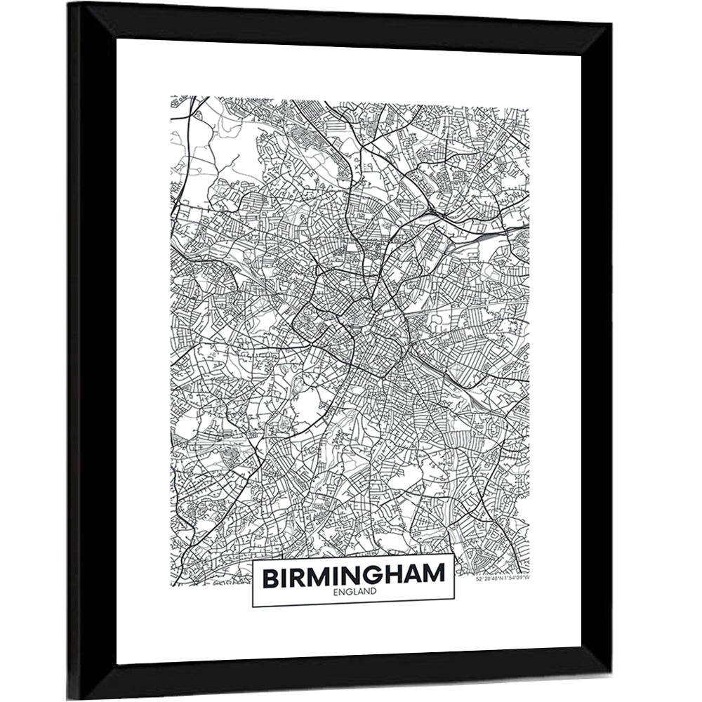 Birmingham Minimalist City Map Wall Art