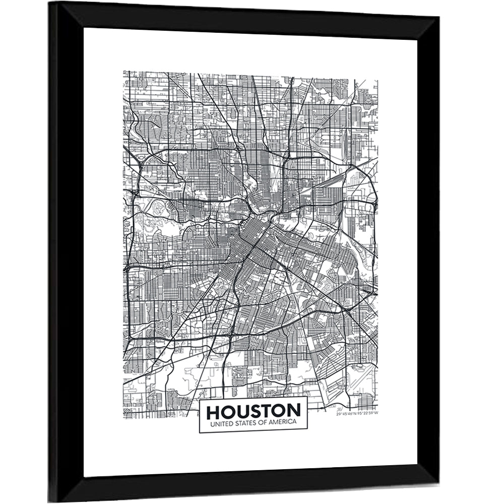 Houston Street Grid Map Wall Art