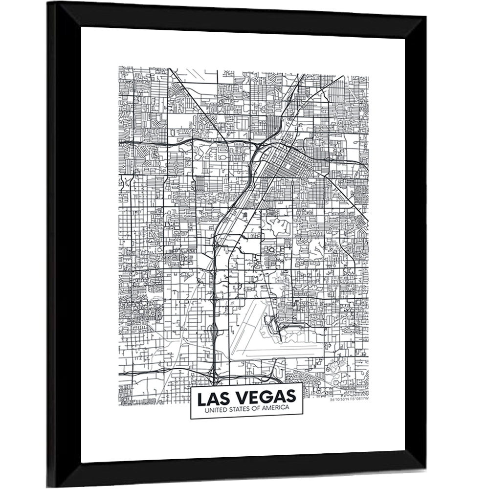 Las Vegas Street Grid Map Wall Art