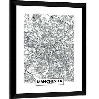 Manchester City Map, Minimalist Wall Art