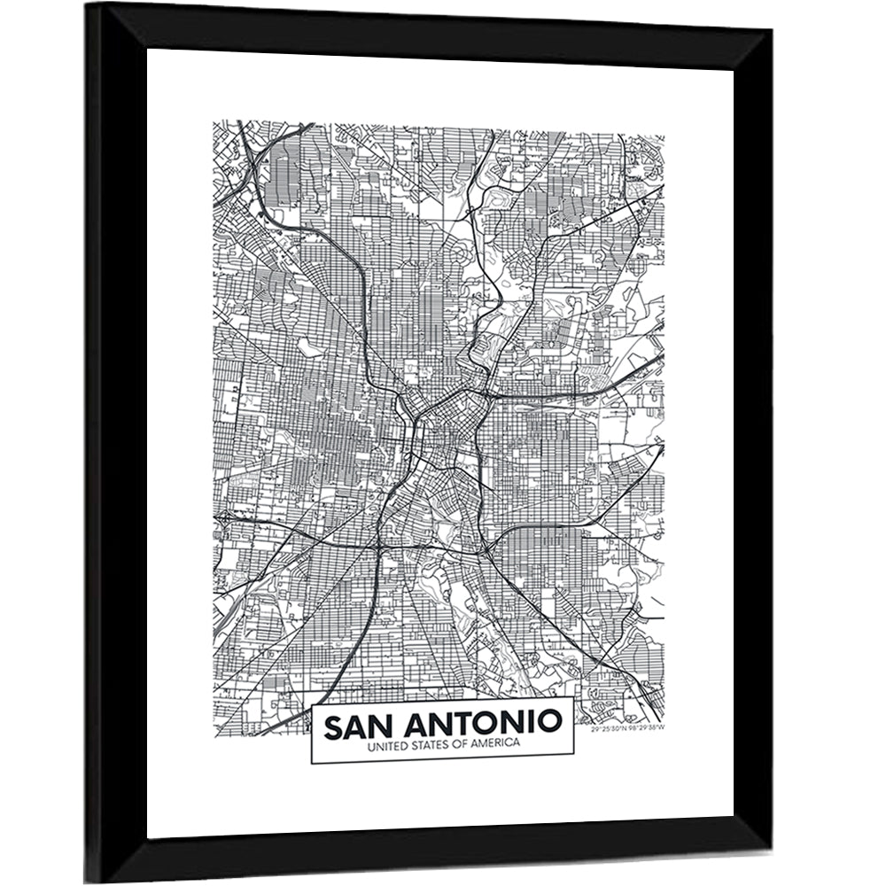 San Antonio Minimalist City Map Wall Art