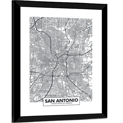 San Antonio Minimalist City Map Wall Art