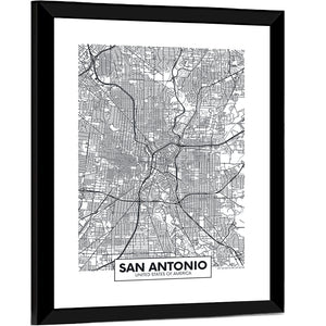 San Antonio City Map Wall Art