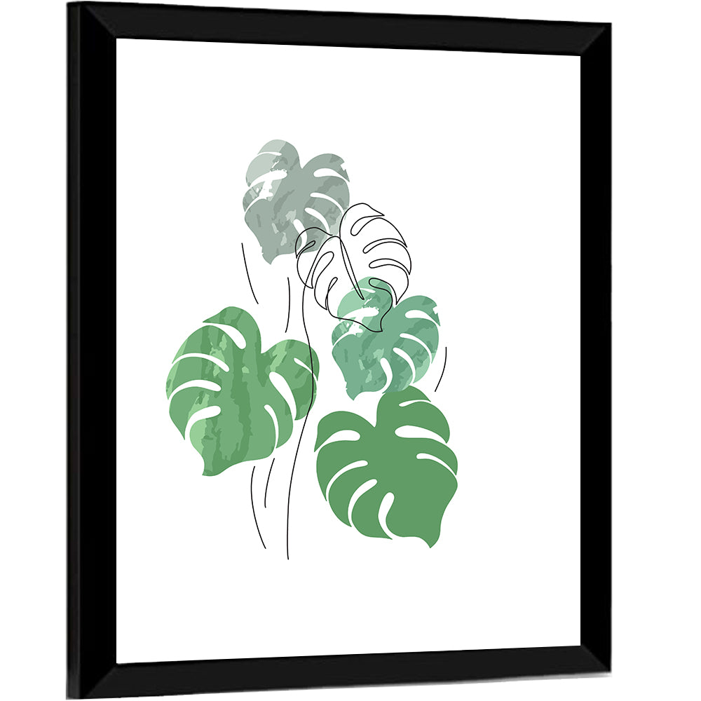 Monstera Leaves Watercolor Study Wall Art