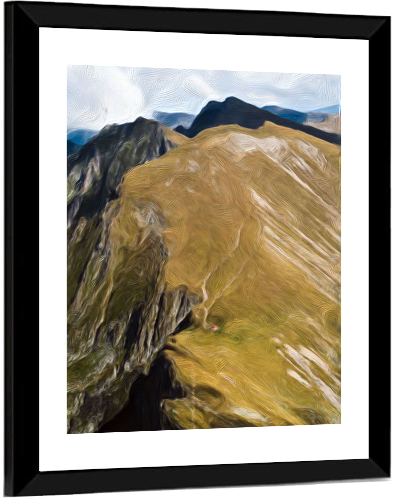 Aerial Mountain Slope with Red Cabin Wall Art