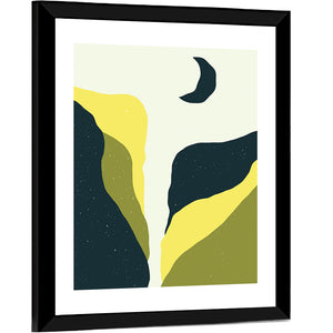 Moon Over Mountains Cliff Wall Art