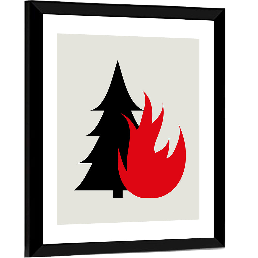 Forest Fire Minimalist Illustration Wall Art