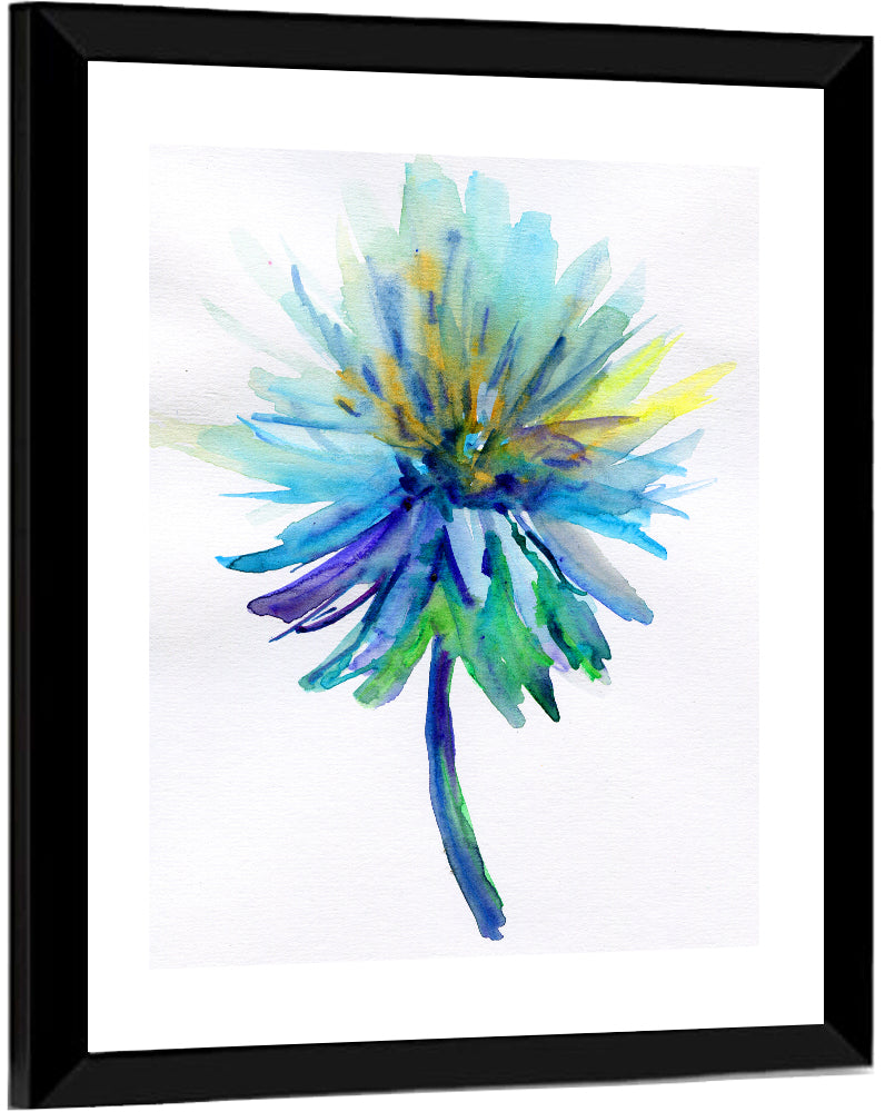 Ethereal Blue Watercolor Flower Wall Art