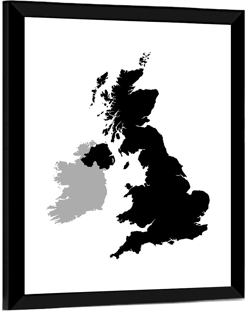 United Kingdom Silhouette Map Wall Art