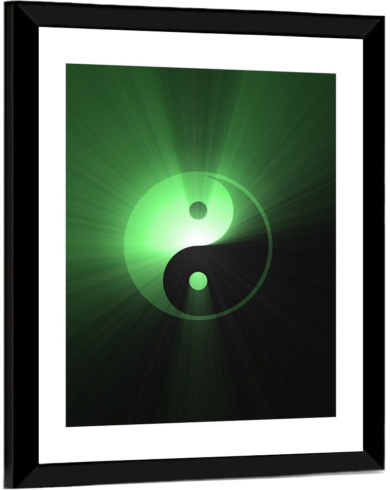 Green Glowing Yin Yang Wall Art