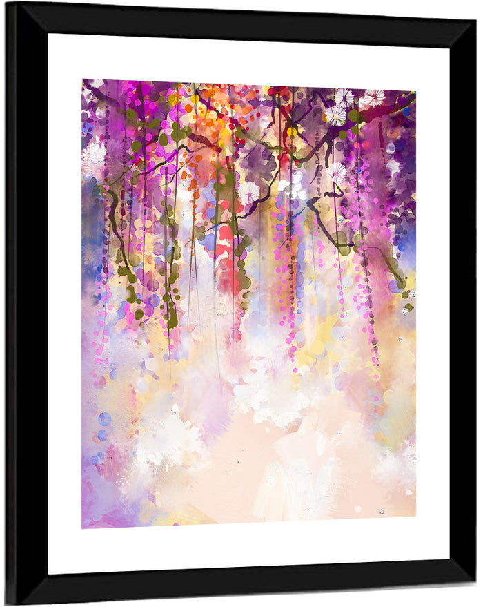Wisteria Floral Abstraction Wall Art as a framed print