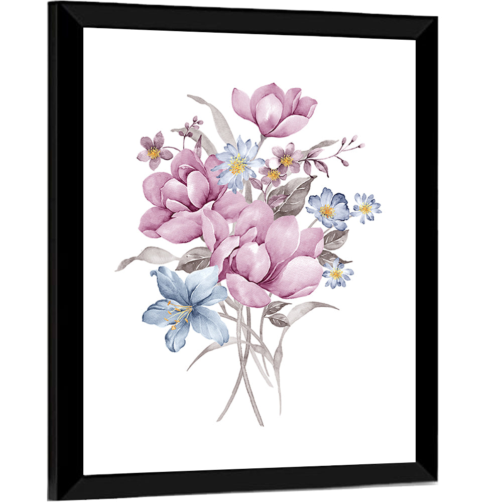 Pink Watercolor Bouquet Illustration Wall Art