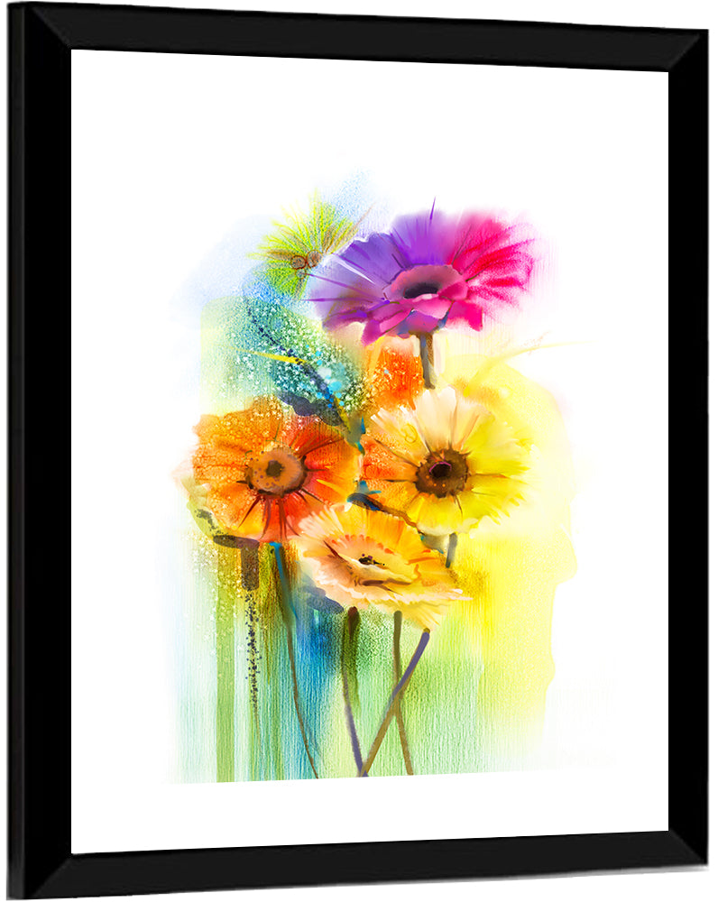 Gerbera Daisy Watercolor Bouquet Wall Art
