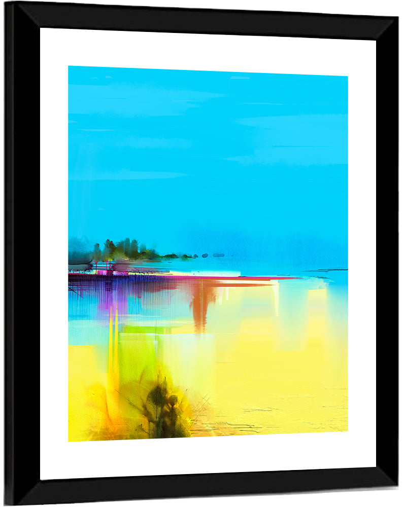 Sunlit Abstract Coastline in Spring Colors Wall Art
