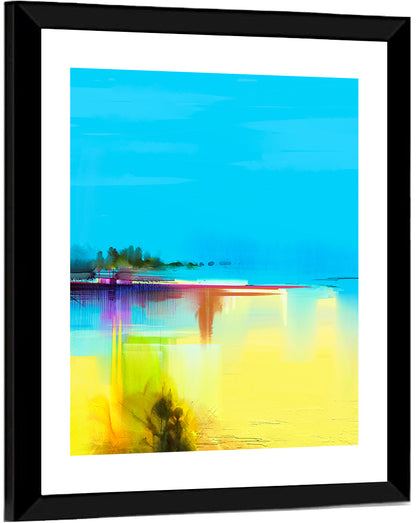 Sunlit Abstract Coastline in Spring Colors Wall Art