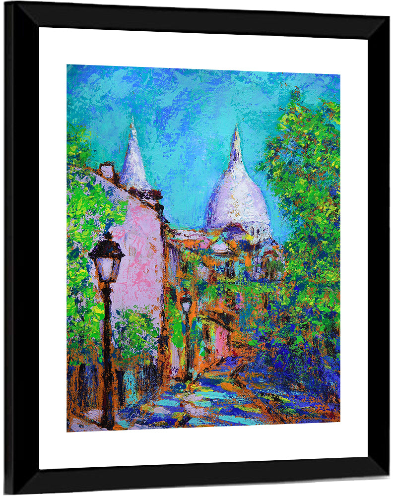 Montmartre Street with Sacre Coeur Dome Wall Art