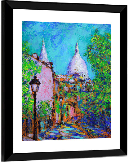Montmartre Street with Sacre Coeur Dome Wall Art