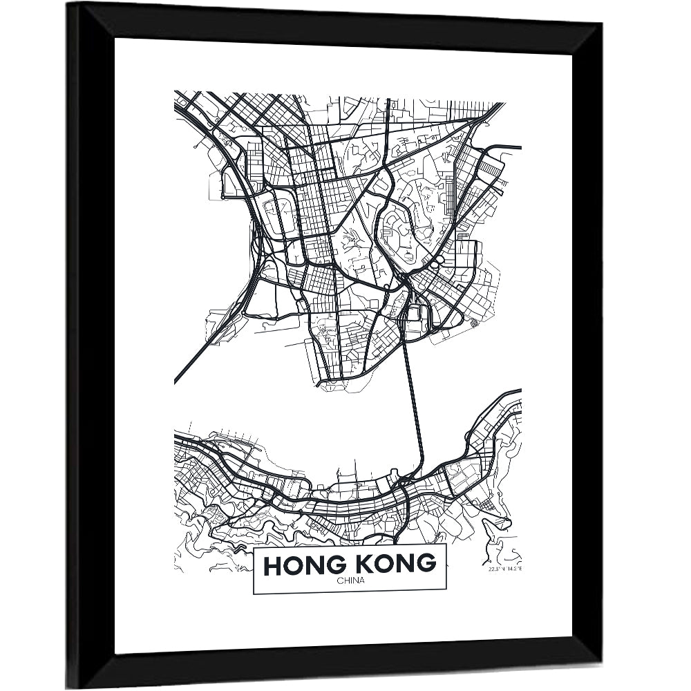 Hong Kong Aerial Map Wall Art