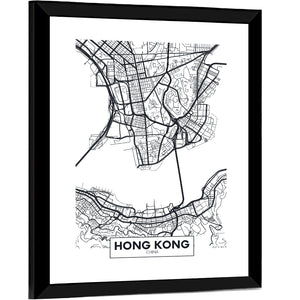 Hong Kong City Map Wall Art