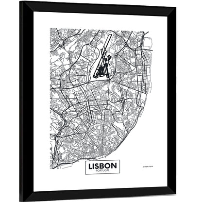 Lisbon Schematic Map Wall Art