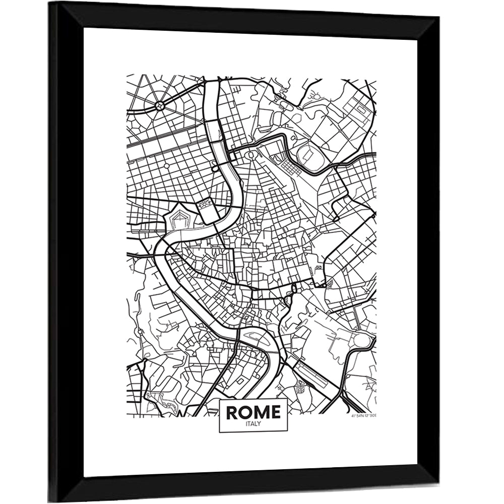 Minimalist Rome City Map Wall Art
