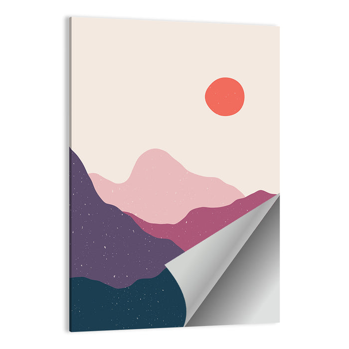 Stippled Sun Over Layered Mountains Wall Art as a poster print