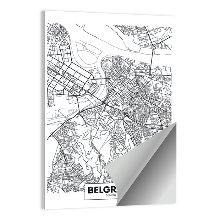 Minimalist Belgrade Map Wall Art as a poster print