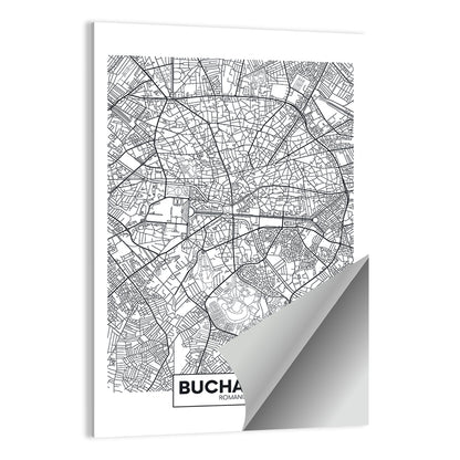Bucharest City Map Wall Art