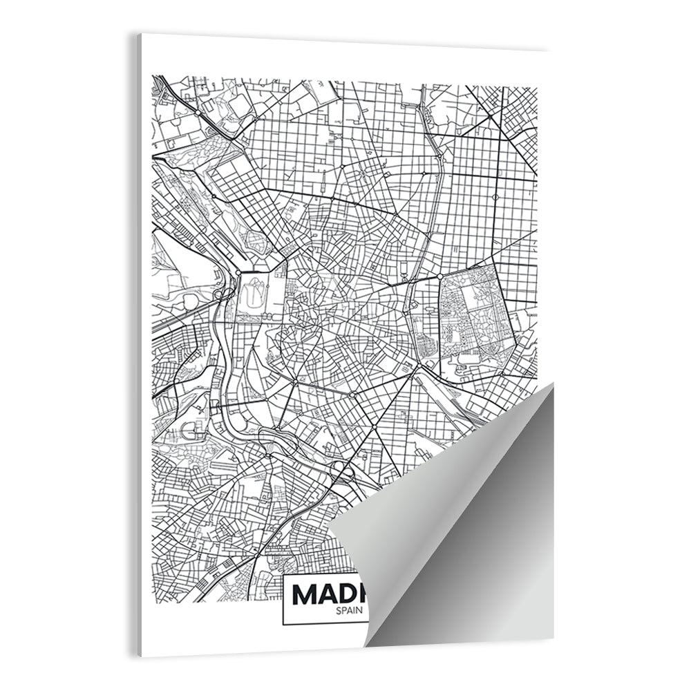 Madrid City Map Wall Art