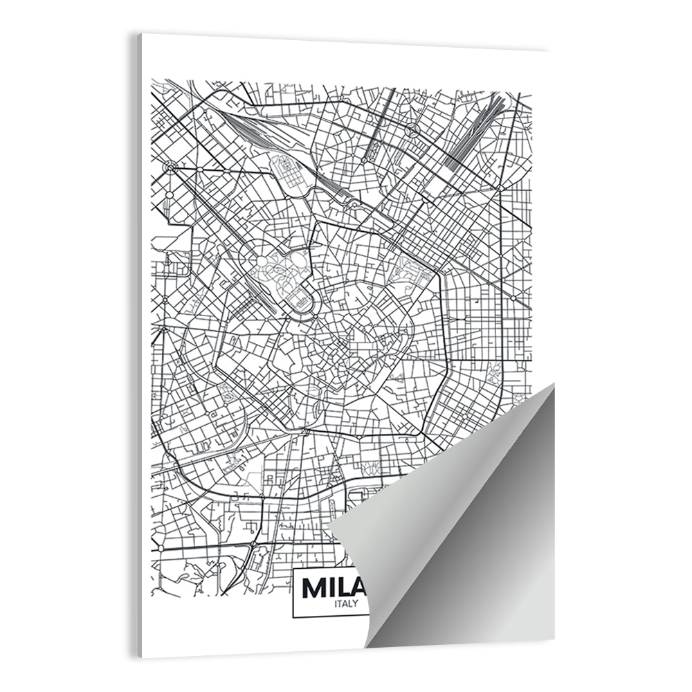 Milan City Map Wall Art