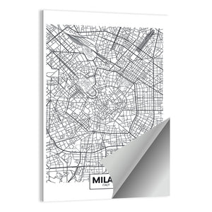 Milan City Map Wall Art