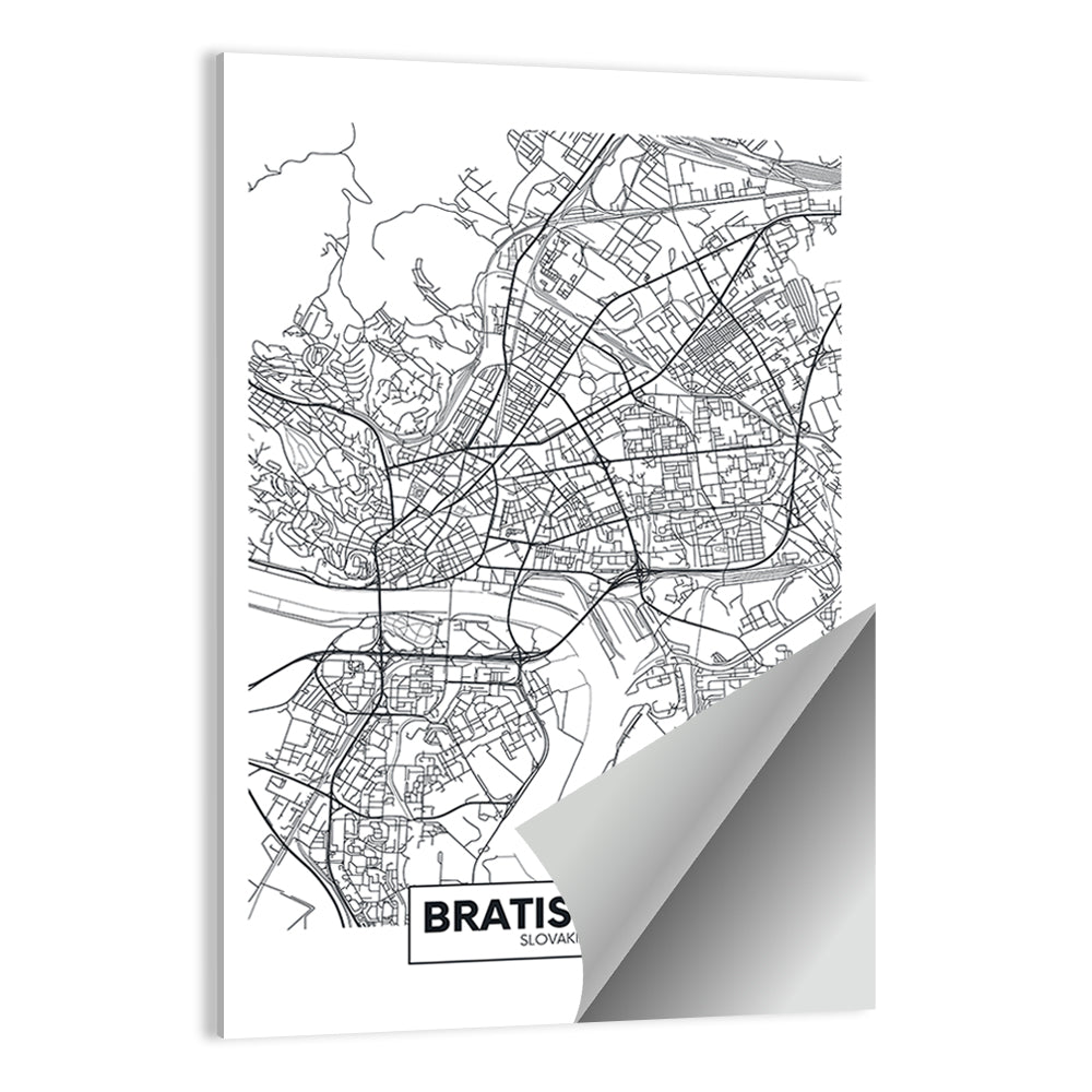 Bratislava City Map Wall Art