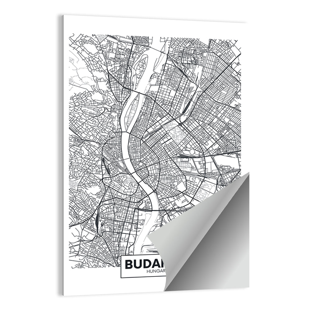 Budapest City Map Wall Art