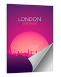 Retro London Sunset Skyline Wall Art