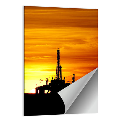Offshore Oil Rig at Sunset Wall Art