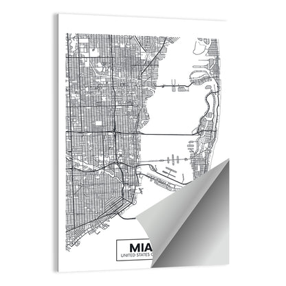 Miami City Map Wall Art