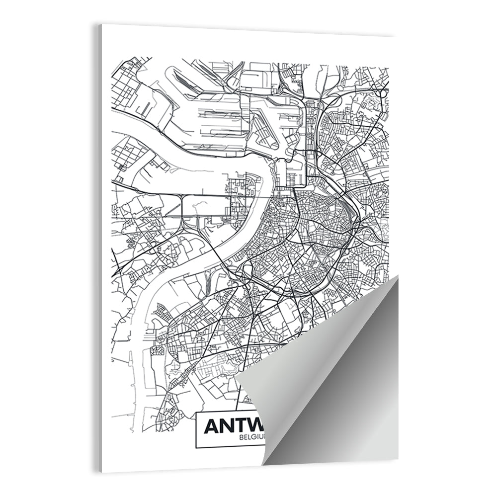 Antwerp City Map Wall Art