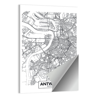 Antwerp City Map Wall Art