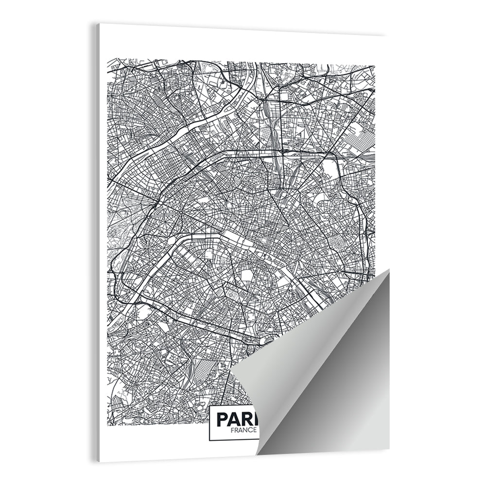 Paris Street Network Map Wall Art