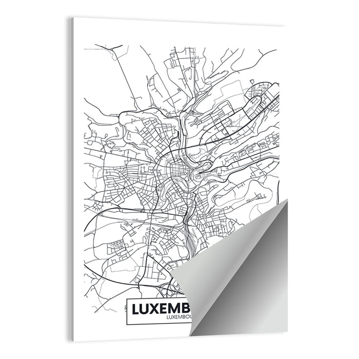 Luxembourg City Map Wall Art as a poster print