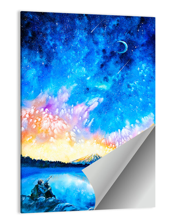 Starry Night Mountain Lake Wall Art as a poster print