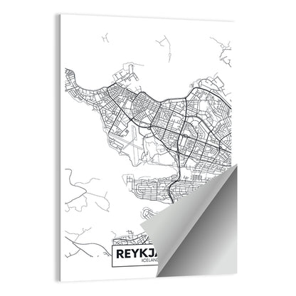 Reykjavik City Map Wall Art