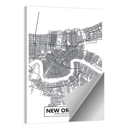 New Orleans Minimalist City Map Wall Art