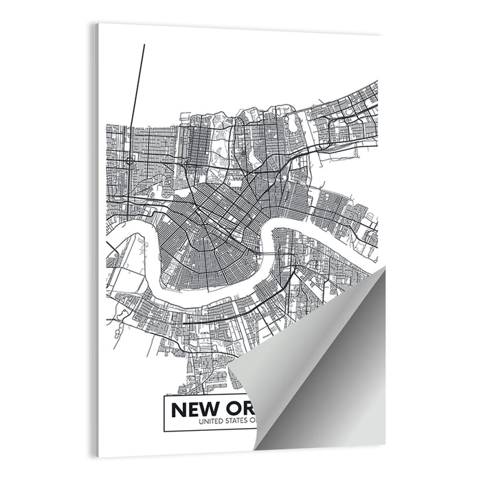 New Orleans Minimalist City Map Wall Art as a poster print