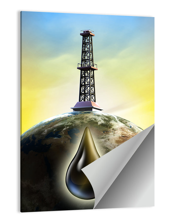 Oil Derrick with Glowing Drop Wall Art as a poster print